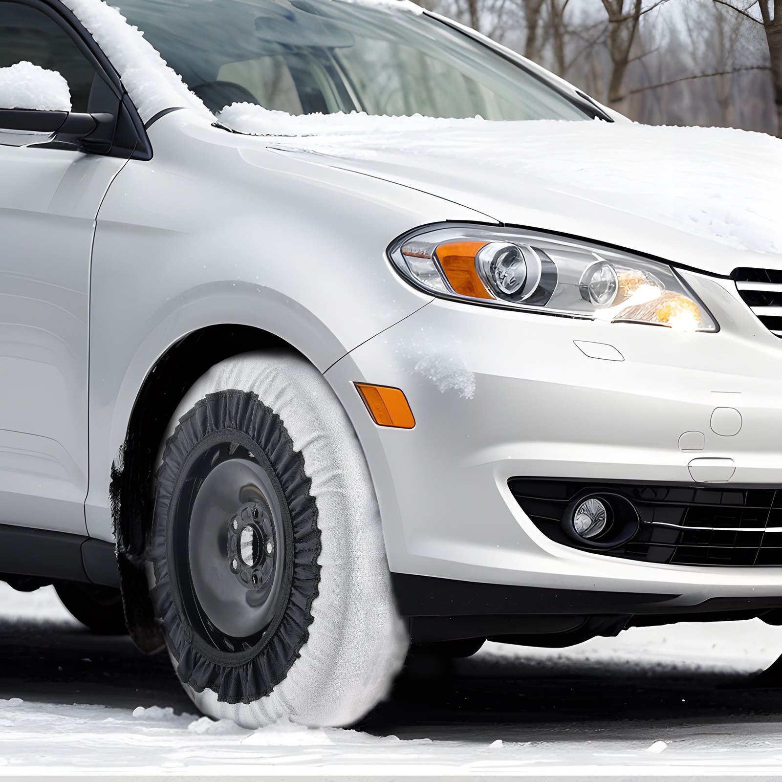 VEVOR Verdickte Schneesocken für Reifen, Reifensocken aus Polyesterfaser mit elastischen Bändern, Reifenabdeckung mit Schneehaftung für Auto, SUV, Pickup und Lkw (2er-Pack) Mittel