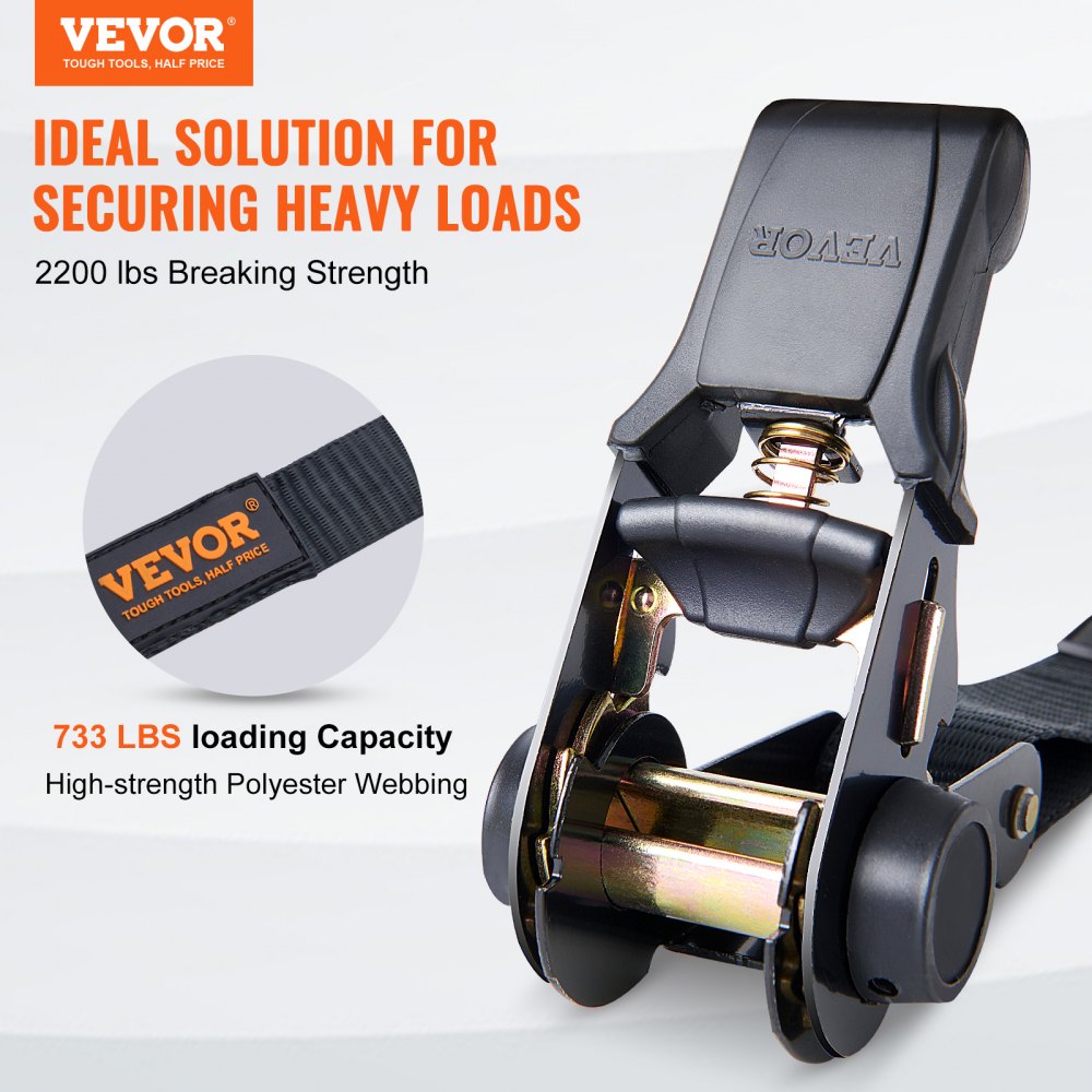 VEVOR 4er-Set Spanngurt 0,025 x 4,6 m Zurrgurt 998 kg Ratschenzurrgurt Polyester-Gurt Kohlenstoffstahl-Haken Befestigungsgurt Ratschenspanngurt Ideal für Motorräder Fahrräder Kajaks UTV Boote ATV