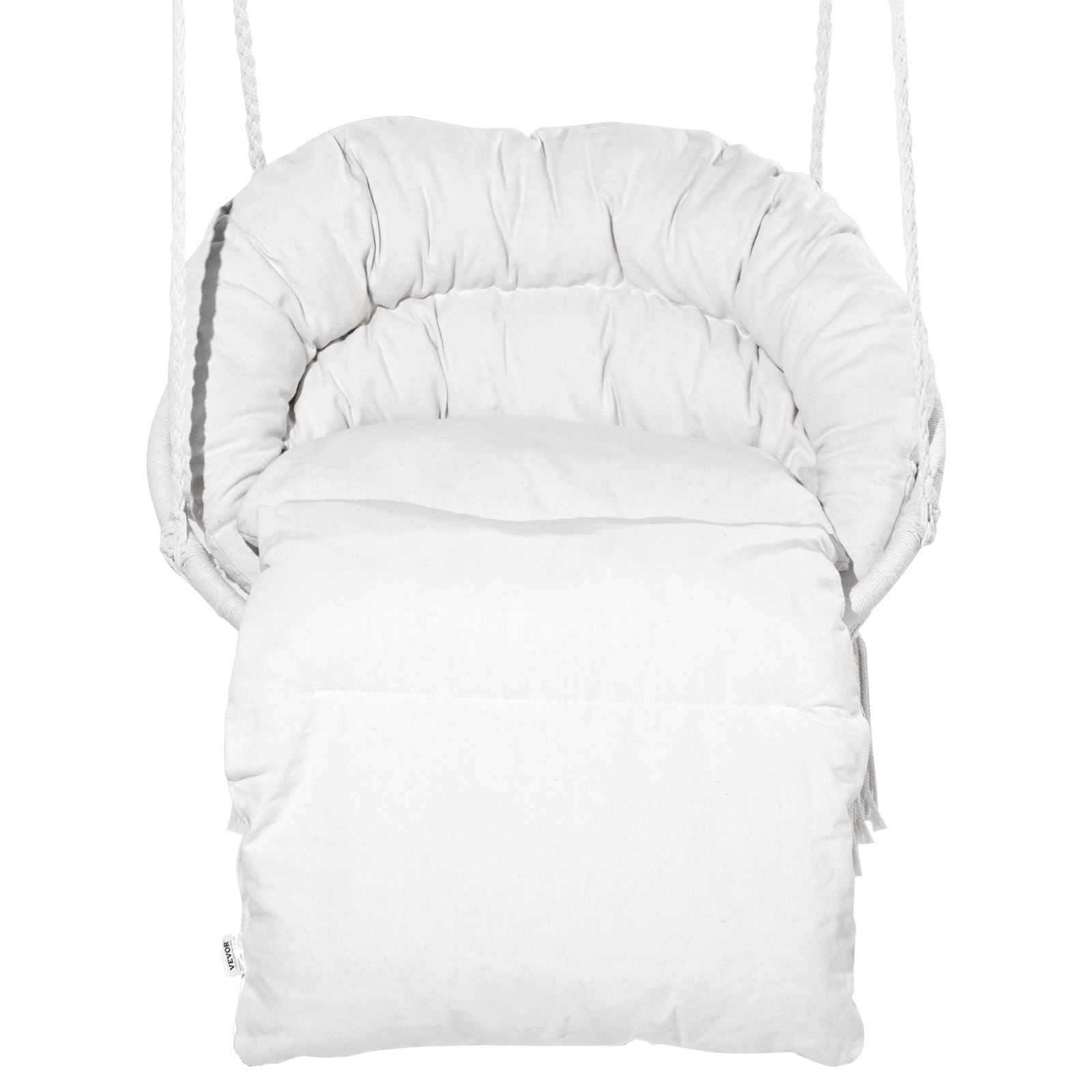 VEVOR Hängesessel, 150 kg Tragkraft, Makramee-Hängesessel mit Kissen und Befestigungsmaterial, Schaukelstuhl aus Baumwollseil für Schlafzimmer, Balkon, Terrasse, Garten, Beige