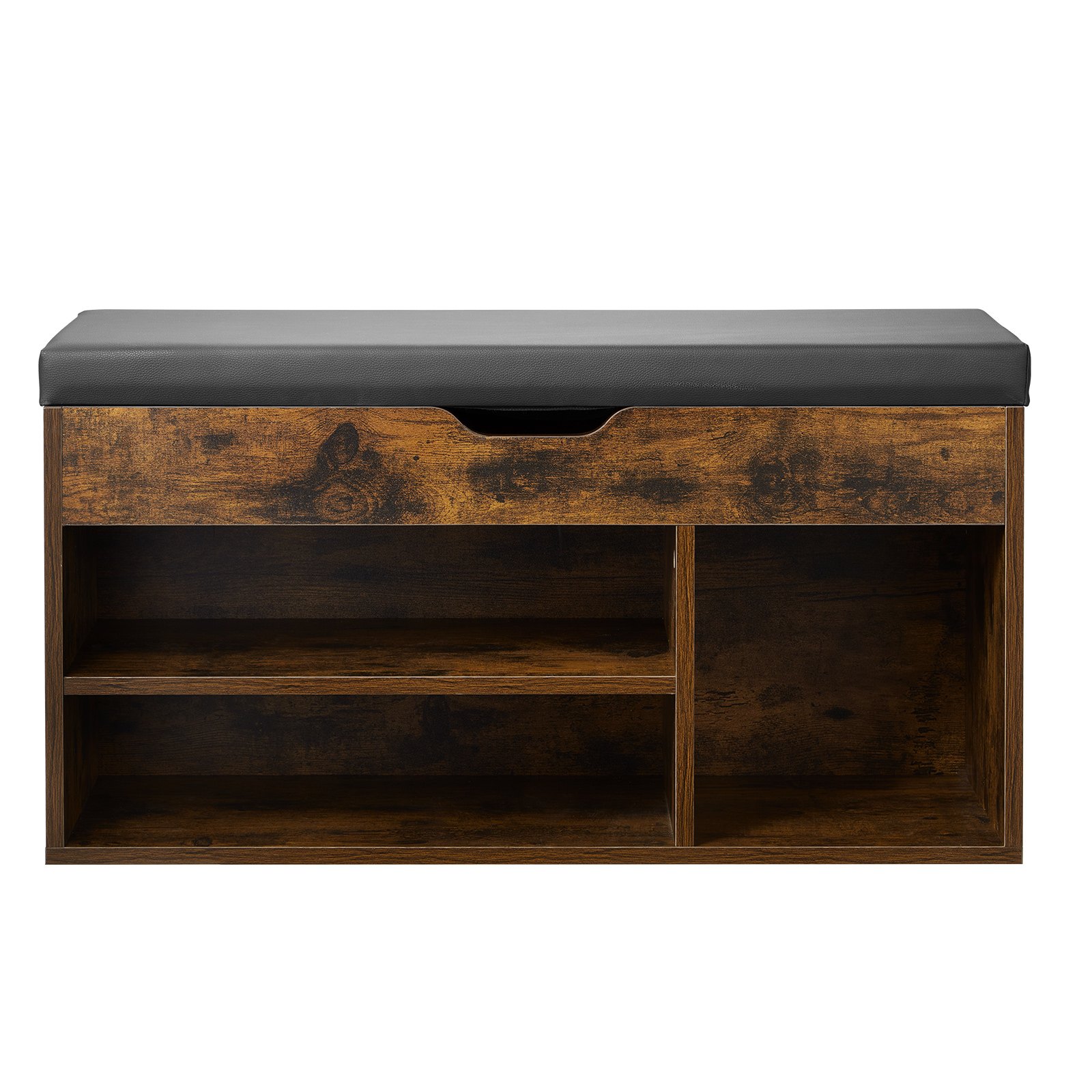 VEVOR Schuhregalbank Schuhbank (805 x 305 x 445 mm), Eingangsbereichsbank mit anhebbarem Stauraum & Polster, Schuhregal mit 3 Fächern (136 kg belastbar), für Haustür Flur Wohnzimmer Schwarz
