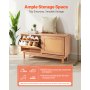 VEVOR Schuhregalbank Schuhbank (100 x 30 x 53 cm), Rattan-ähnliche Eingangsbank mit 2 Klappschubladen, Schuhregal mit 4 Fächern & 2 Rattantüren (136 kg belastbar), für Flur Wohnzimmer Schlafzimmer