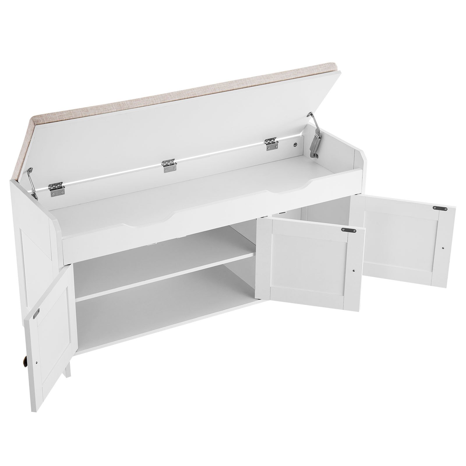 VEVOR Schuhregalbank Schuhbank (1050 x 350 x 503 mm), Eingangssbank anhebbarem Stauraum & Sitzkissen & 3 Fächern, Schuhregal (113,4 kg belastbar), für Haustür Flur Wohnzimmer Schlafzimmer Schwarz