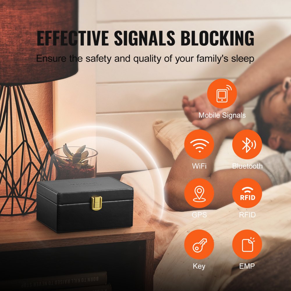VEVOR Faraday Box Signalblockierungsbox aus PU-Leder, Schutzschild für schlüssellosen Schlüsselanhänger für WLAN RFID GPS Bluetooth und 5G, Diebstahlschutzbox und Anti-Hacking-Gehäuseblocker