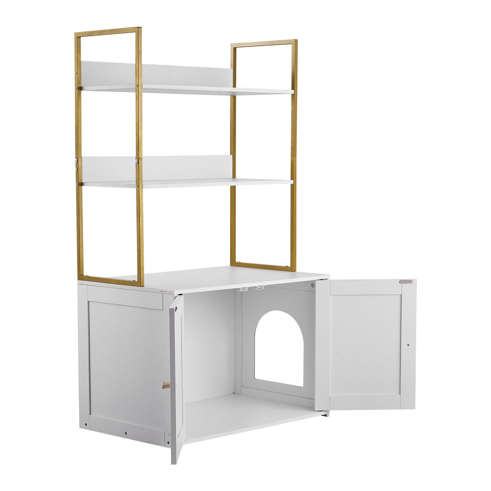 VEVOR Katzenschrank, 700x450x1245 mm, Katzentoilette mit Metallbeinen & 2-stöckigen Lagerregalen, Katzenklo Schrank, Katzenhaus, passend für die meisten Katzentoiletten, für das Wohnzimmer