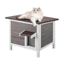 VEVOR Katzenhaus Katzenhöhle Katzen Hütte Holz Outdoor winterfest 610x508x535mm