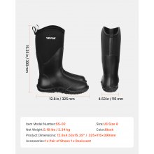 VEVOR Arbeitsschuhe Schutzschuhe Neopren Gummi Arbeitsstiefel Größe 9 US