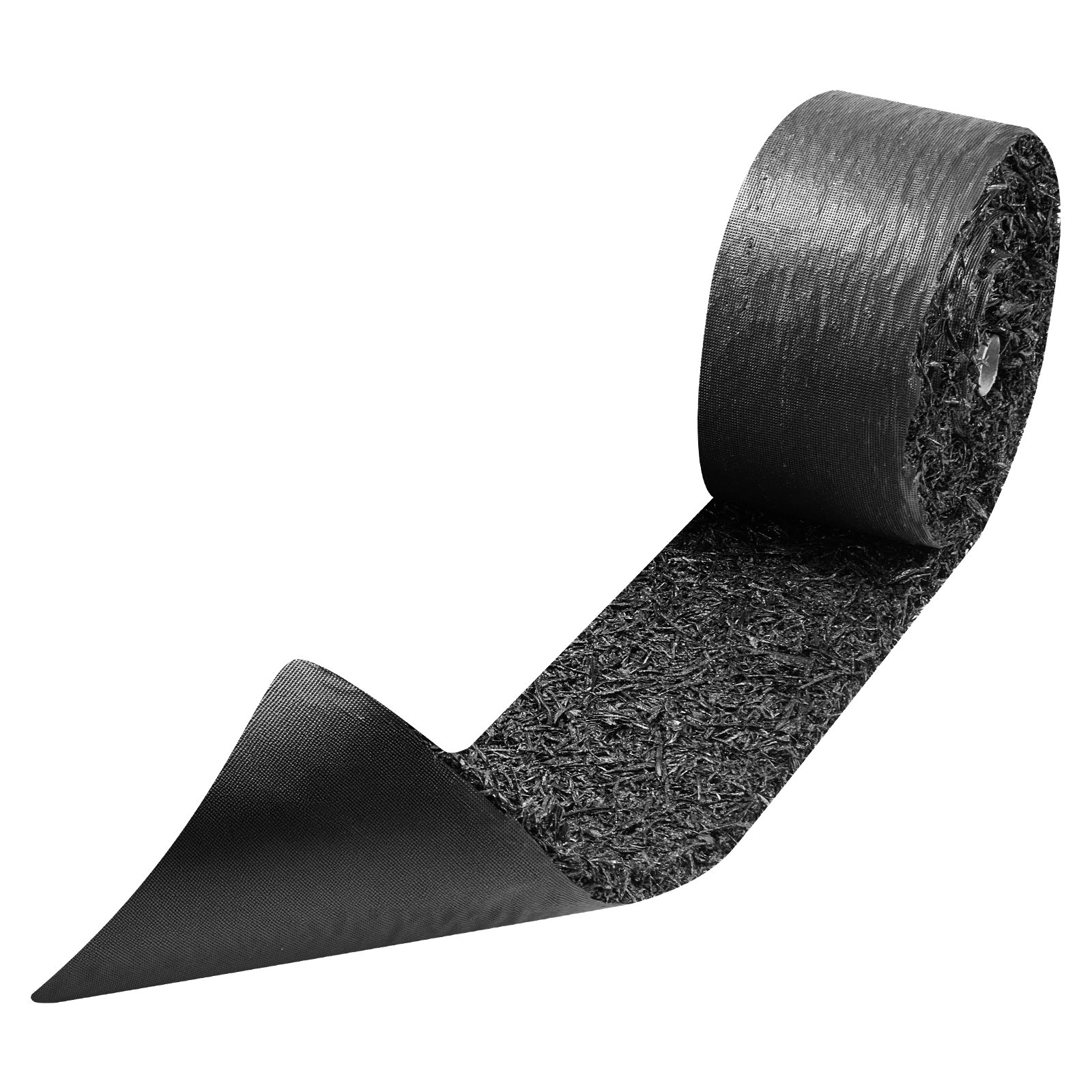 VEVOR Rubber Mulch Mat Roll, 4 Rolls 305 x 11.5 cm, Recycled Rubber Permanent Mulch Edging Border, Natural-Looking Flower Barrier with Stakes, 0.5 in Thick Cuttable Garden Edgings for Landscaping