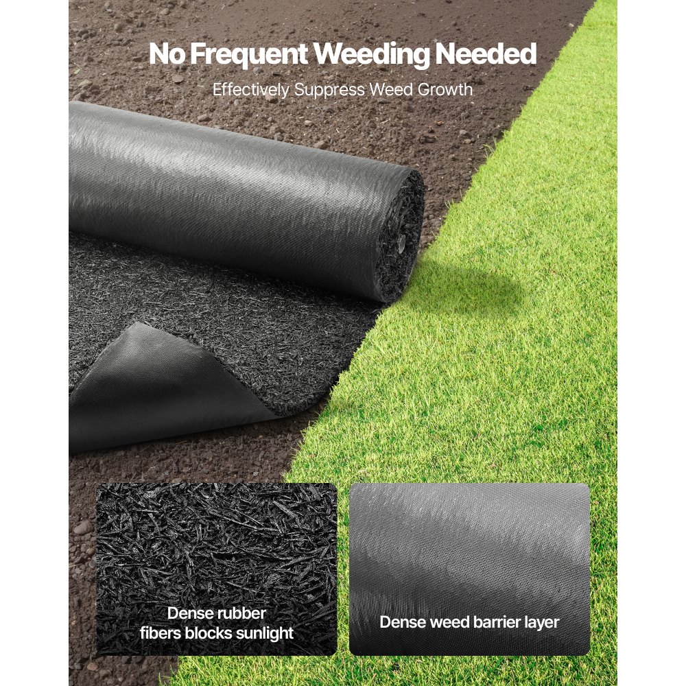 VEVOR Rubber Mulch Mat Roll, 2 Rolls 244 x 61 cm Recycled Rubber Mulch Mat, 0.5 Thick Cuttable, Reduced Weed Growth, Natural-Looking Weed Barrier Mat, Permanent Walkway Pathway for Landscaping