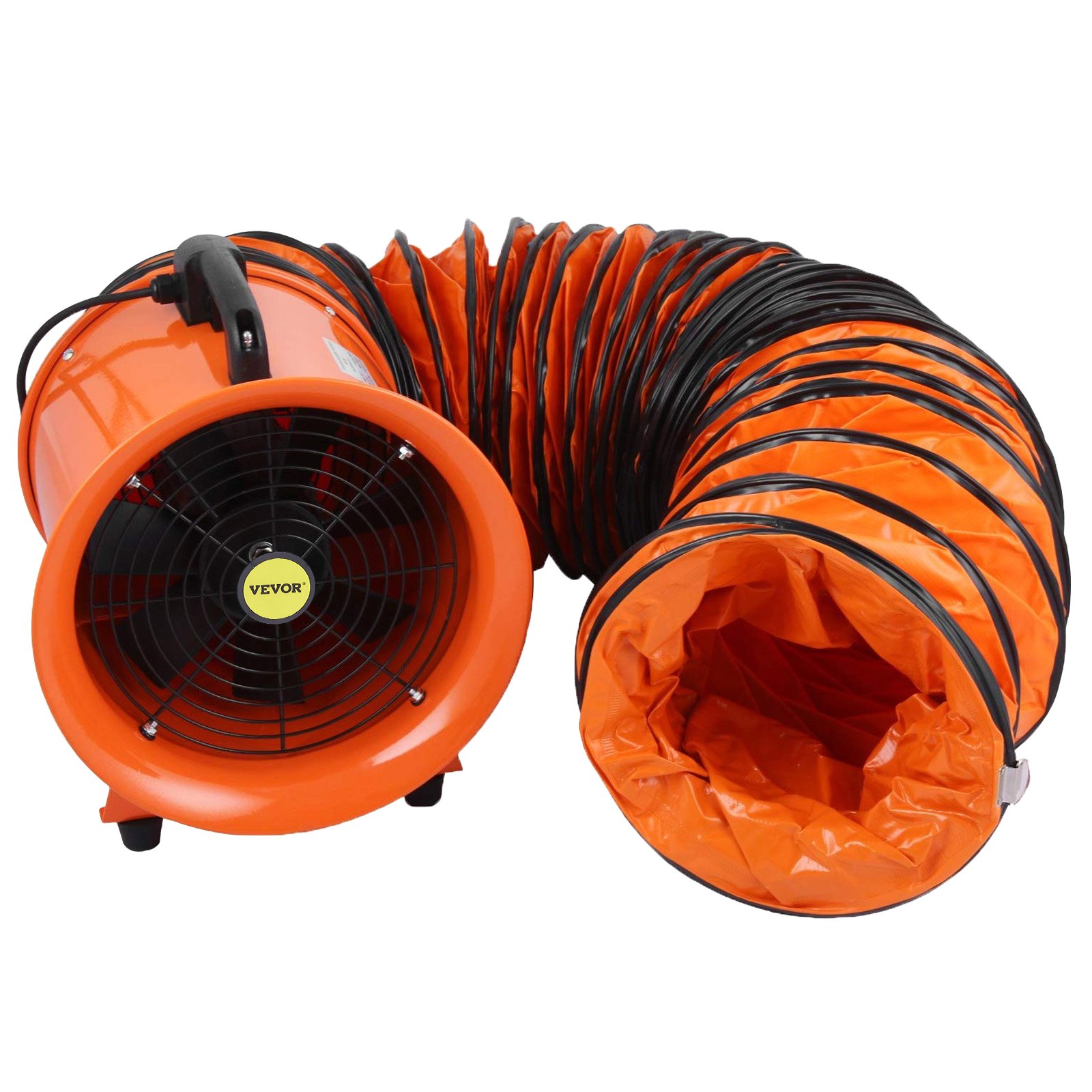 VEVOR Baulüfter 520 W Axialventilator, 3300 U / min Axialgebläse, 300 mm Durchmesser Windmaschine mit 5 Meter PVC Schlauch, 3900 m3 / h Durchfluss Industrieventilator für Kühlung, Lüftung & Trocknung