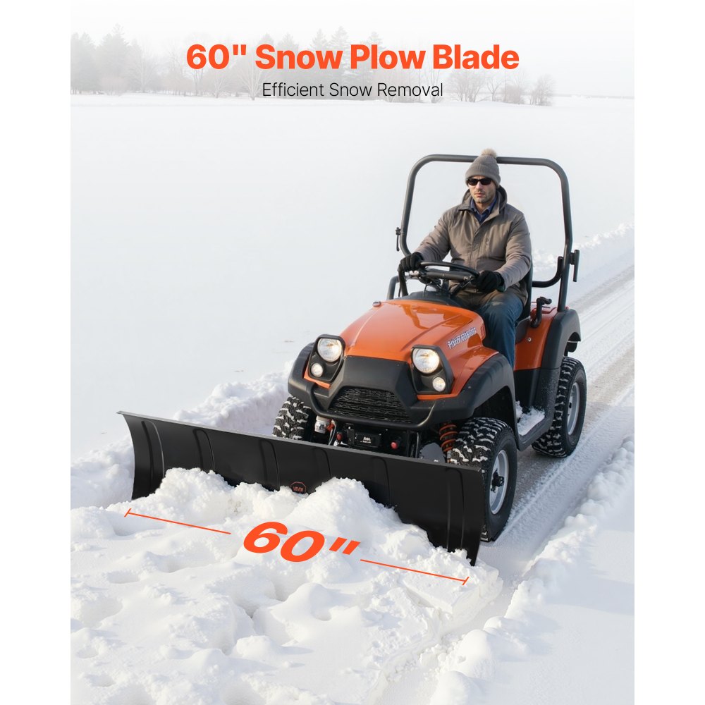 VEVOR Snow Plow Kit, 1524 mm Universal Snow Plow Attachment, Height & Left-Right Adjustable, Quick To Detach, Steel ATV Scrape Blade, 3 Mount Options, Efficient Snows Clearing, for Most ATVs & UTVs