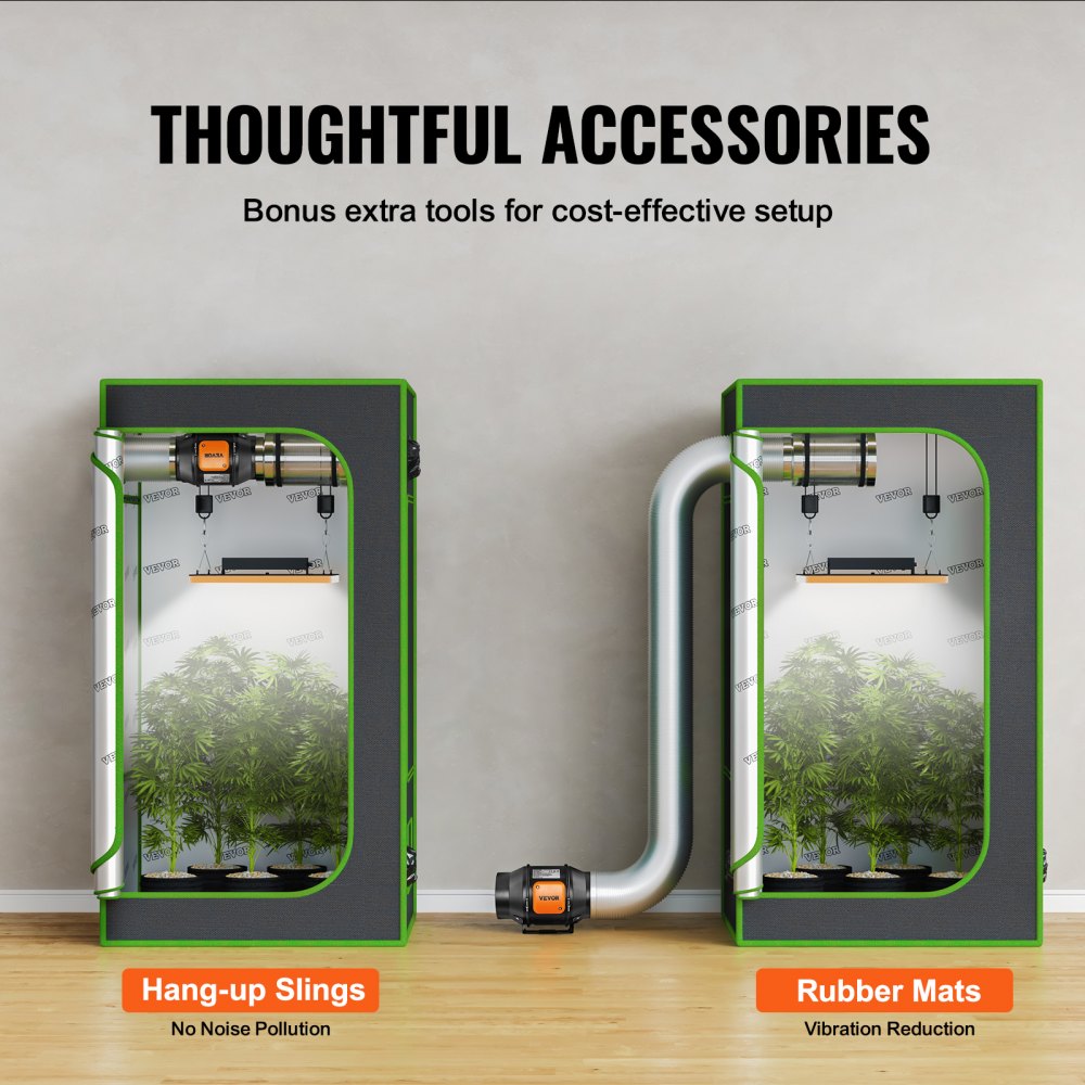 VEVOR Inline Kanalventilator, 6 Zoll 402 CFM mit Temperatur-Feuchtigkeitsregler, leiser EC-Motor Belüftung Abluftventilator für Kühlung Booster, Wachstumszelte, Hydrokultur