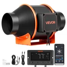 VEVOR 101,6mm Rohrventilator Regelbar, 349m³/h Inline-Rohrlüfter mit PWM & App-Steuerung, Kanalventilator mit 10 Stufen 9h Timer EC-Motor, Abluftventilator für Gewächshaus Badzimmer Keller Rauchabzug