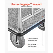 VEVOR Hotelgepäckwagen 544kg Hotelwagen Kofferwagen Pagenwagen 108x64x180cm