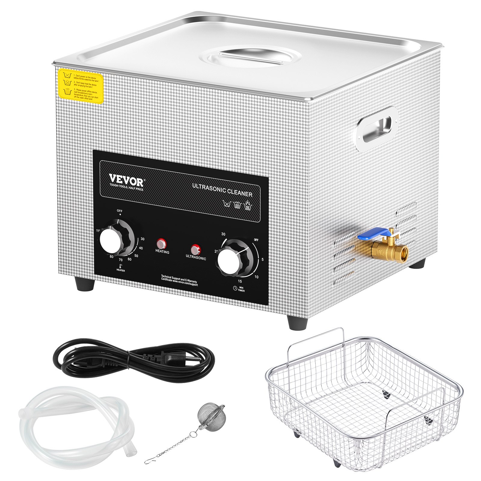 VEVOR 15 L Ultraschallreiniger mit Heiztimer & Korb professionelle digitale Schallkavitationsmaschine, 360 W Reinigungsmaschine für Laborwerkzeuge Metallteile Vergaser Messing Autoteile Motorteile