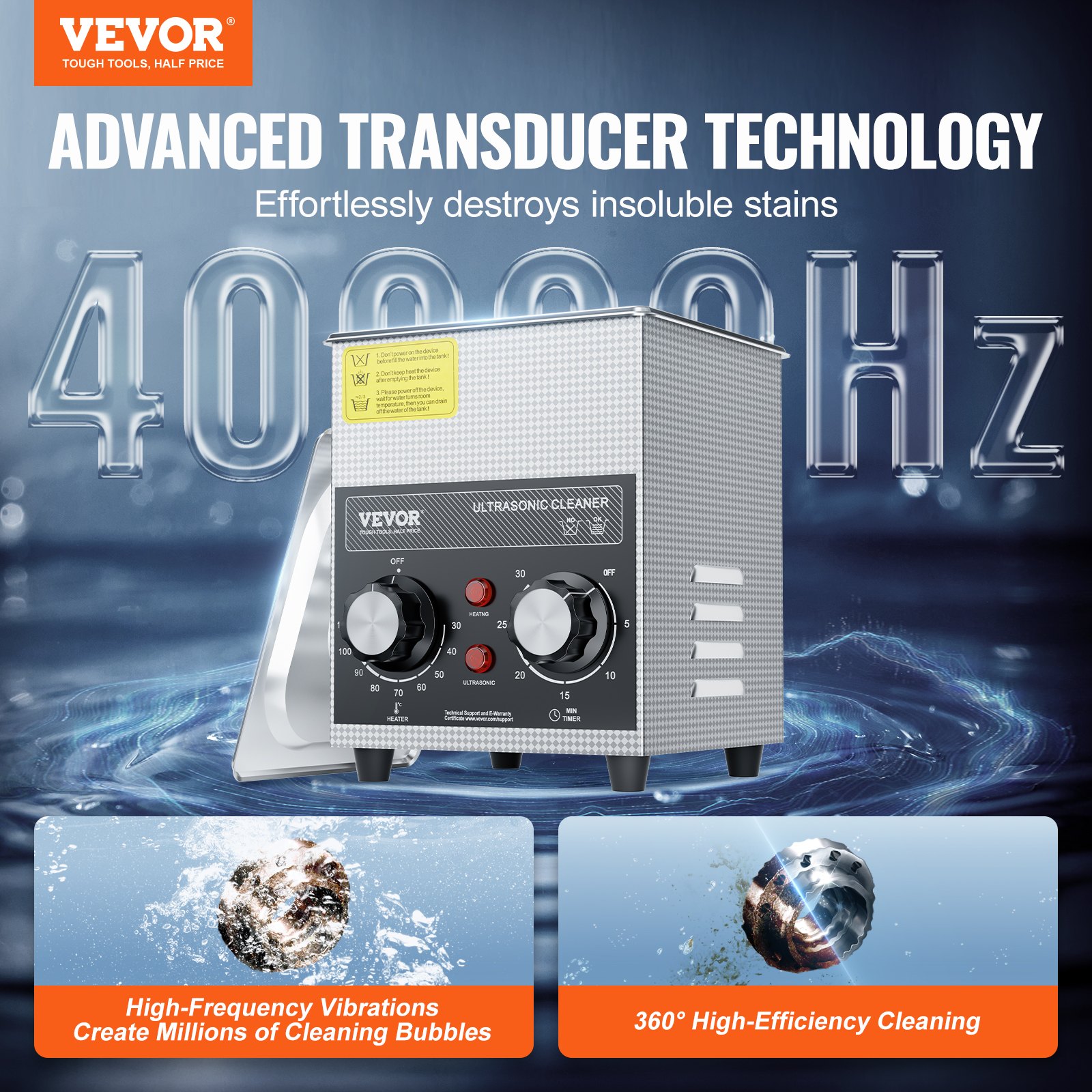 VEVOR 2L Ultrasonic Cleaner with Heating Timer & Basket, Professional Digital Ultrasonic Cleaning Device, 60W Cleaning Machine for Watch Instruments, Glasses, Coins, Metal Parts, Tools, Silver