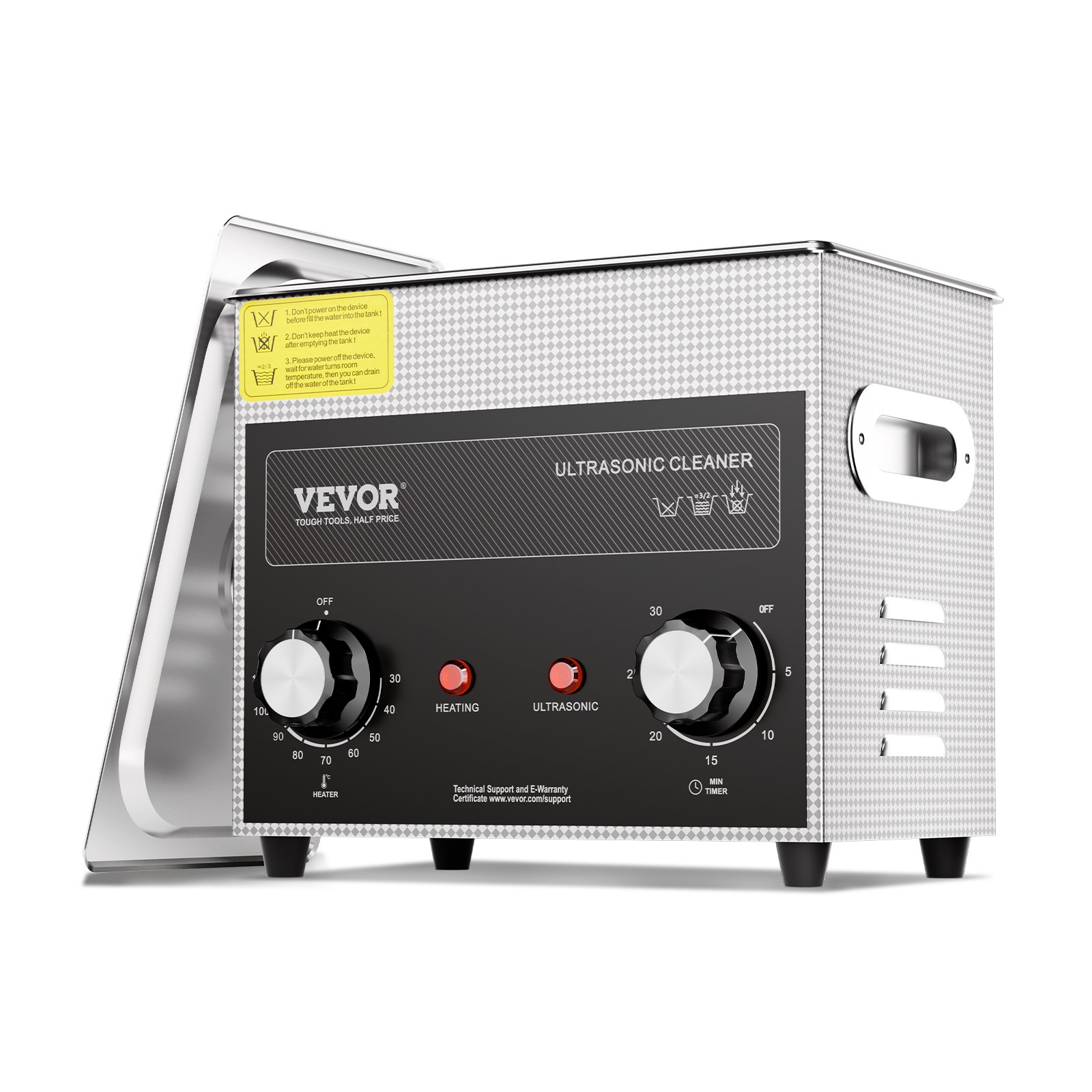 VEVOR 3L Ultrasonic Cleaner with Heating Timer and Basket, Professional Digital Sonic Cavitation Machine, 120W Cleaning Machine for Watch Instruments, Glasses, Coins, Metal Parts, Tools, Silver