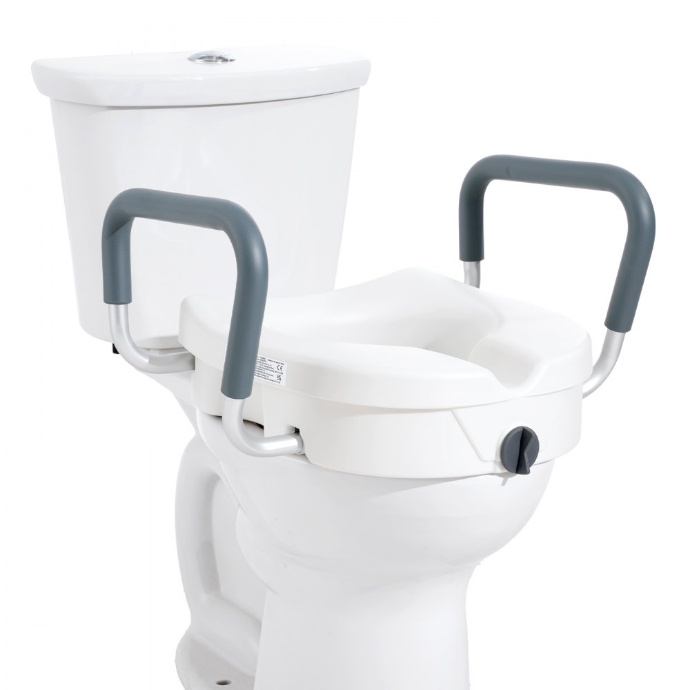 VEVOR Toilettensitzerhöhung WC Sitzerhöhung für Senioren 127 mm, erhöhter Toilettensitz einstellbar, Toilettenaufsatz für Senioren, Sitzerhöhung Toilette mit Griff, Toilettensitzerhöhungen Weiß