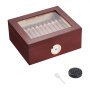 VEVOR Zigarren-Humidor, Humidor-Box mit Glasdeckel, Handgefertigte Zigarren-Schreibtischbox aus Spanischem Zedernholz, Zigarren-Aufbewahrungsbox mit Luftbefeuchter & Trennwand, für 30–50 Zigarren