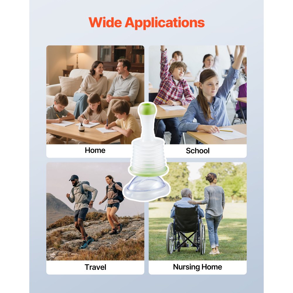 VEVOR 1 Erstickungs-Rettungsgerät, tragbares durchsichtiges Absauggerät gegen Ersticken der Atemwege mit 2 Masken in verschiedenen Größen & 1 Aufbewahrungstasche, Erste-Hilfe-Set Rettungsgerät
