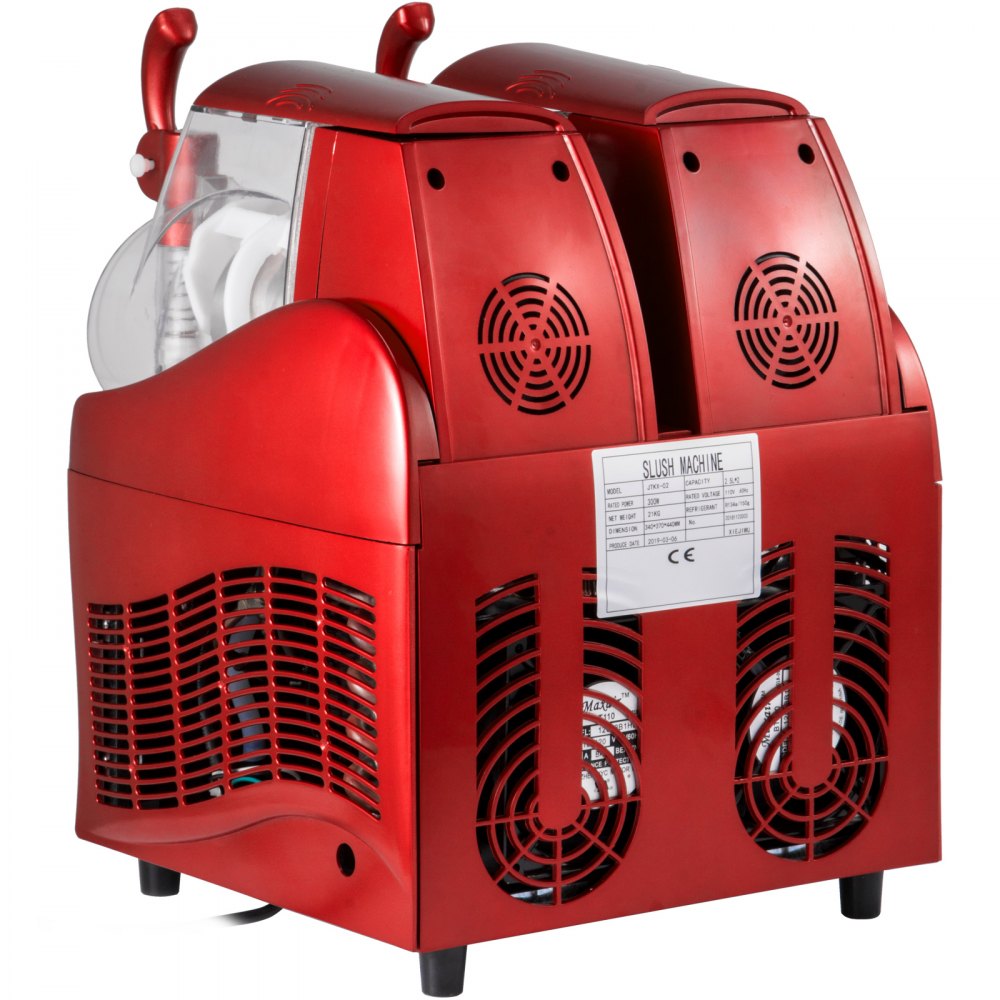 2.5L x 2 Panzer Slusheis Maschine Eismaschine Eisbearbeitung Matsch Eismaschine 300W