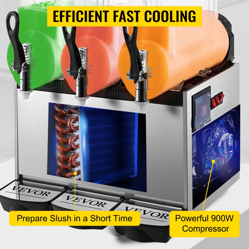 12l Drei-tanks Slusheis Maschine Eismaschine Eisbearbeitung Matsch Eismaschine 900w Kommerziell