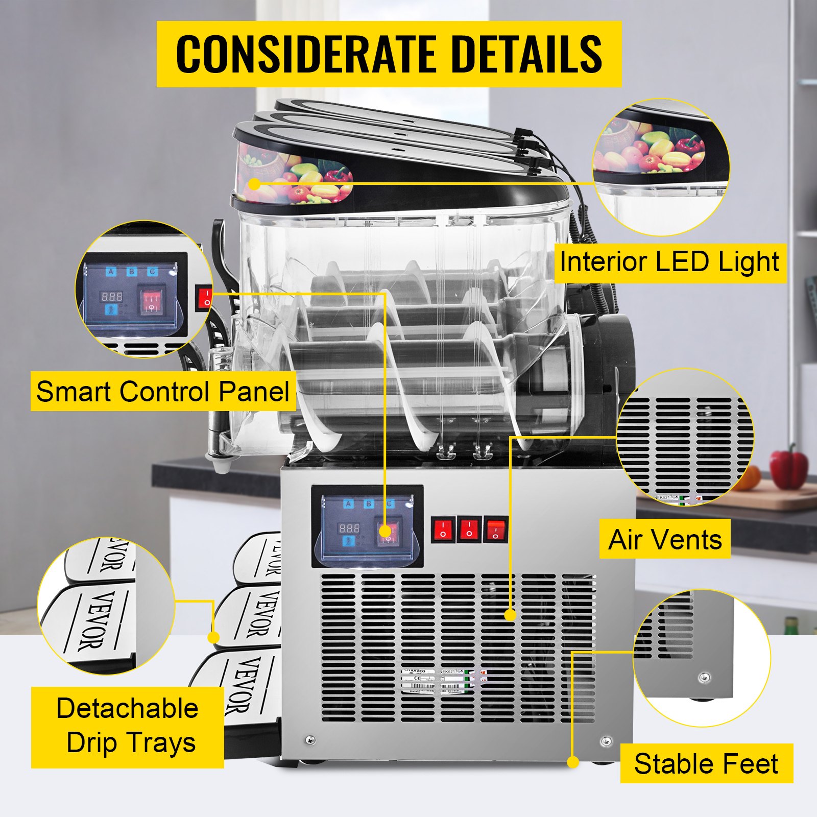 12l Drei-tanks Slusheis Maschine Eismaschine Eisbearbeitung Matsch Eismaschine 900w Kommerziell