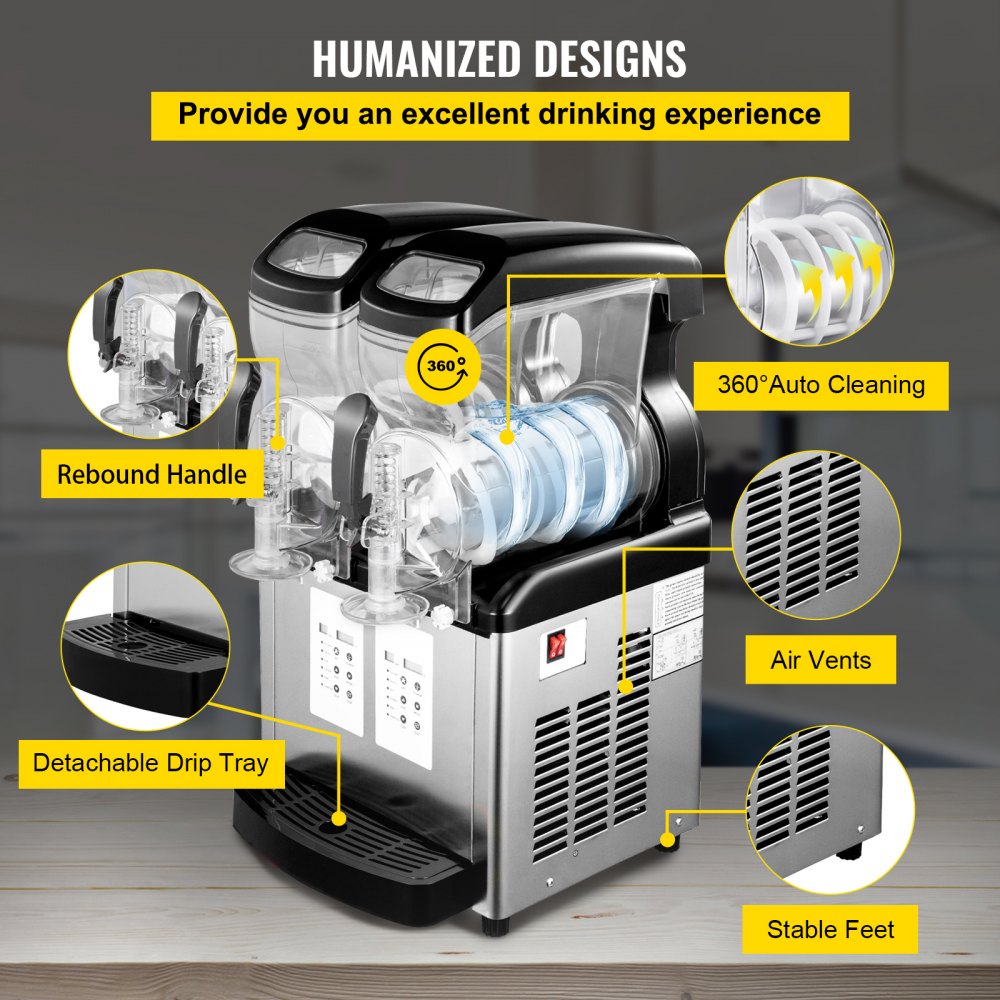 2x6L Slusheis Maschine Slush Eismaschine Slush Eis Maschine Slushmaschine 220V