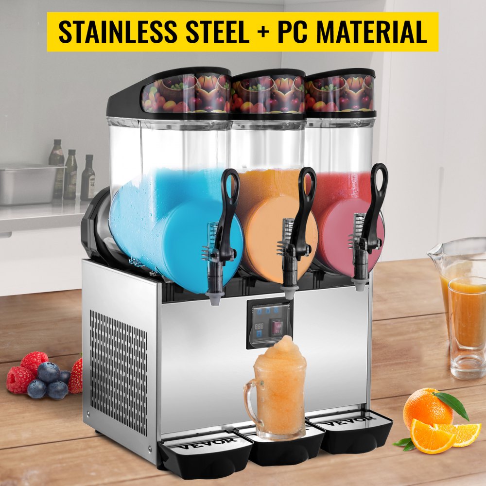 VEVOR 3X12L Slusheis Maschine Slush Eismaschine Slushmaschine 595x545x700mm