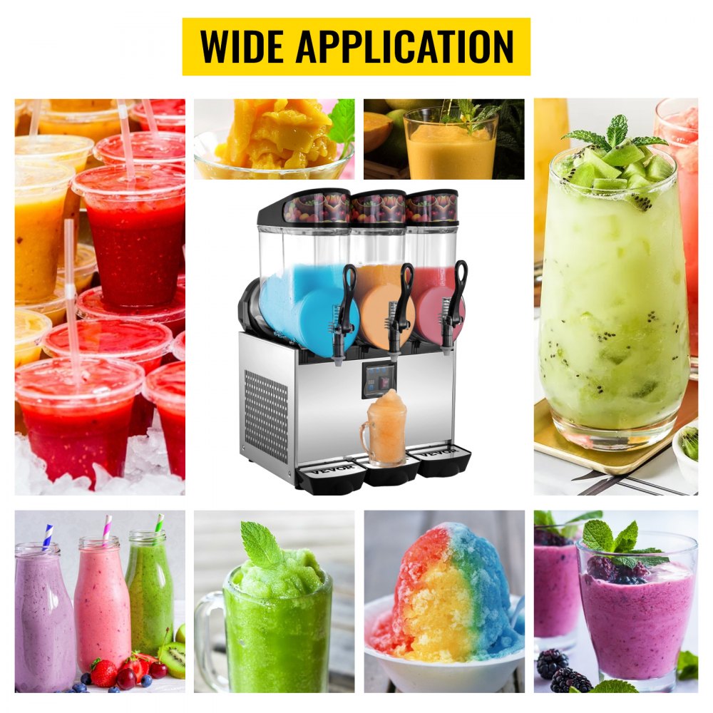 VEVOR 3X12L Slusheis Maschine Slush Eismaschine Slushmaschine 595x545x700mm