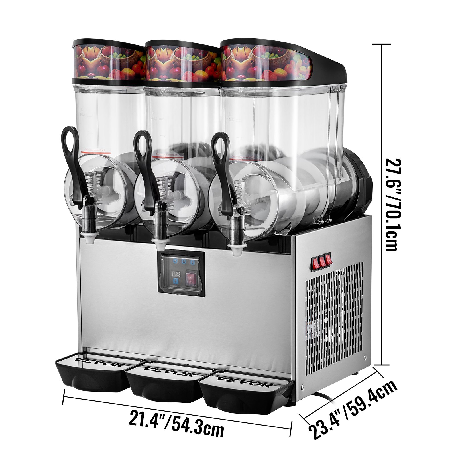 VEVOR 3X12L Slusheis Maschine Slush Eismaschine Slushmaschine 595x545x700mm