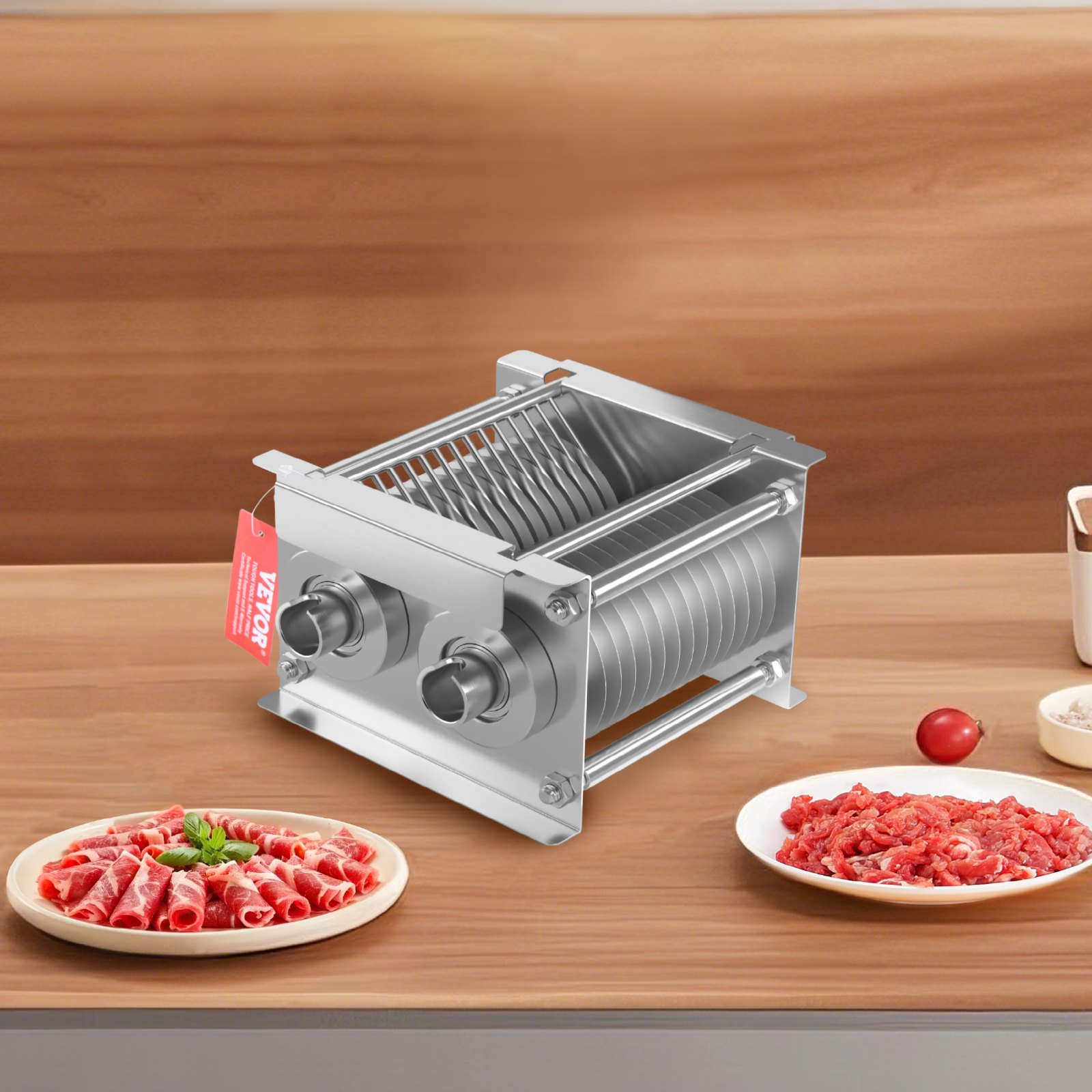 VEVOR 86 mm Klinge für gewerblichen Fleischschneider, ein Klingensatz für SJY-DQ90 Fleischschneidemaschine, Edelstahl Cutter Slicer Klingensatz (7 mm Schnittstärke) für knochenloses Fleisch