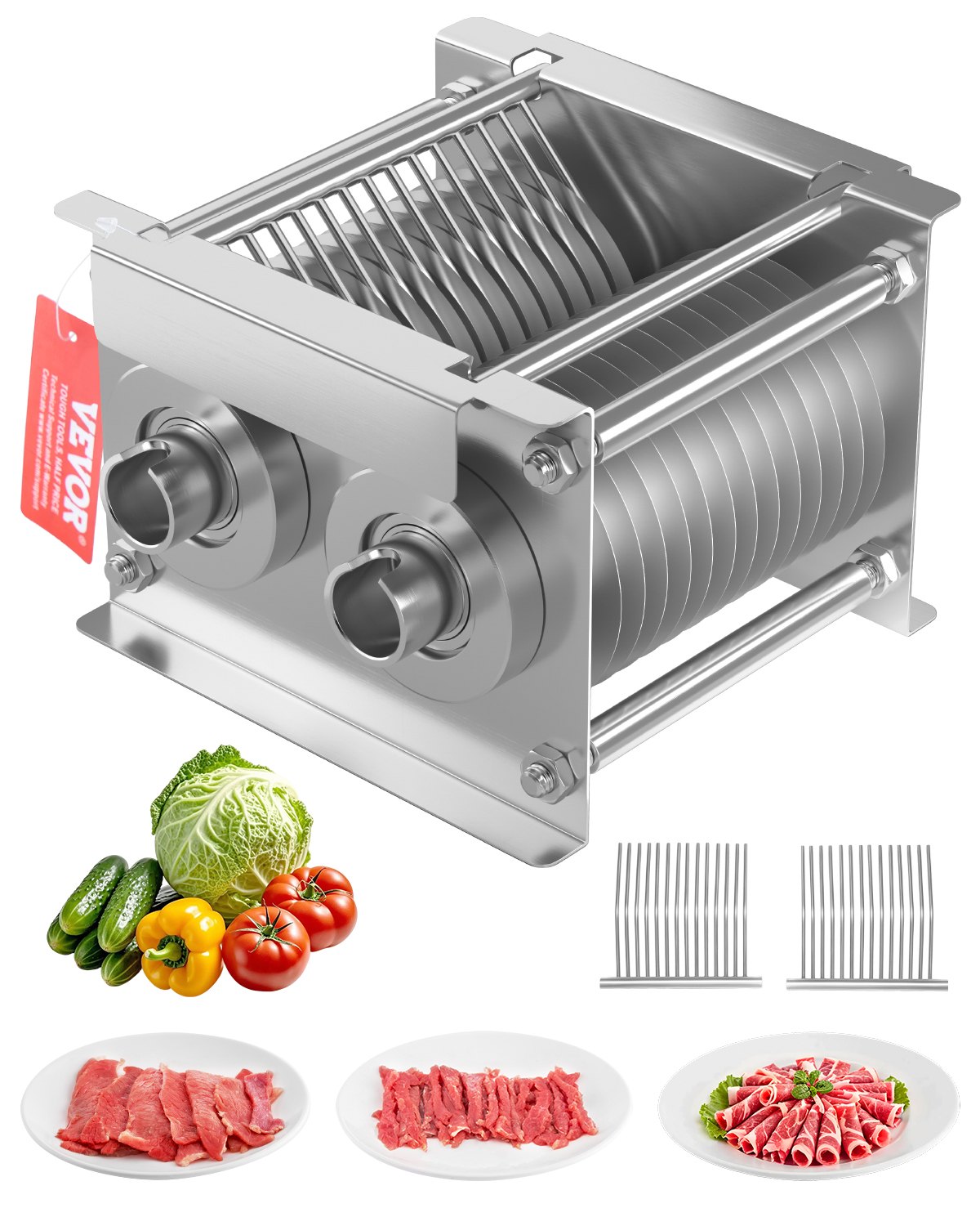 VEVOR 86 mm Klinge für gewerblichen Fleischschneider, ein Klingensatz für SJY-DQ90 Fleischschneidemaschine, Edelstahl Cutter Slicer Klingensatz (7 mm Schnittstärke) für knochenloses Fleisch