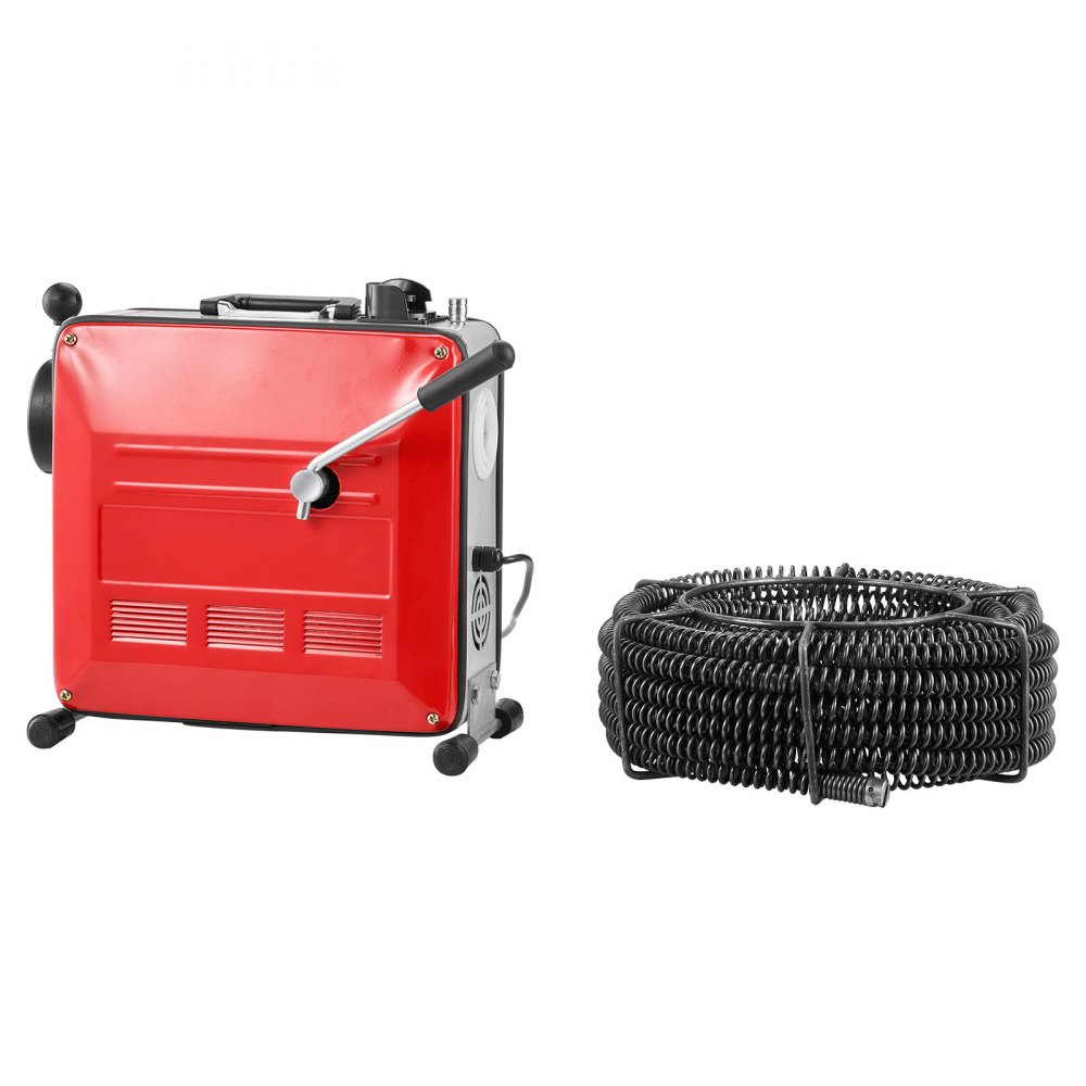 VEVOR Elektrische Rohrreinigungsmaschine, 850W Abflussreiniger, 14,5m x 16mm, 14m x 22mm & 5m x 9,5mm Federkabel, 0,4m x 12mm flexible Feder & 11 Schneidern, für Rohre mit 50–200mm Durchmesser