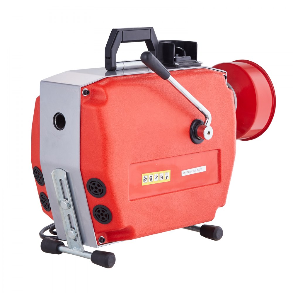 VEVOR 120 FT x 7/8 Zoll Rohrreinigungsmaschine, 420 W elektrische Rohrreinigungsspirale mit manueller Zuführung – mit 6 Schneidern, 2 Stahlkabeln (120' x 7/8" und 18' x 3/8") & CW/CCW-Steuerung für 1,9" bis 6" Rohre