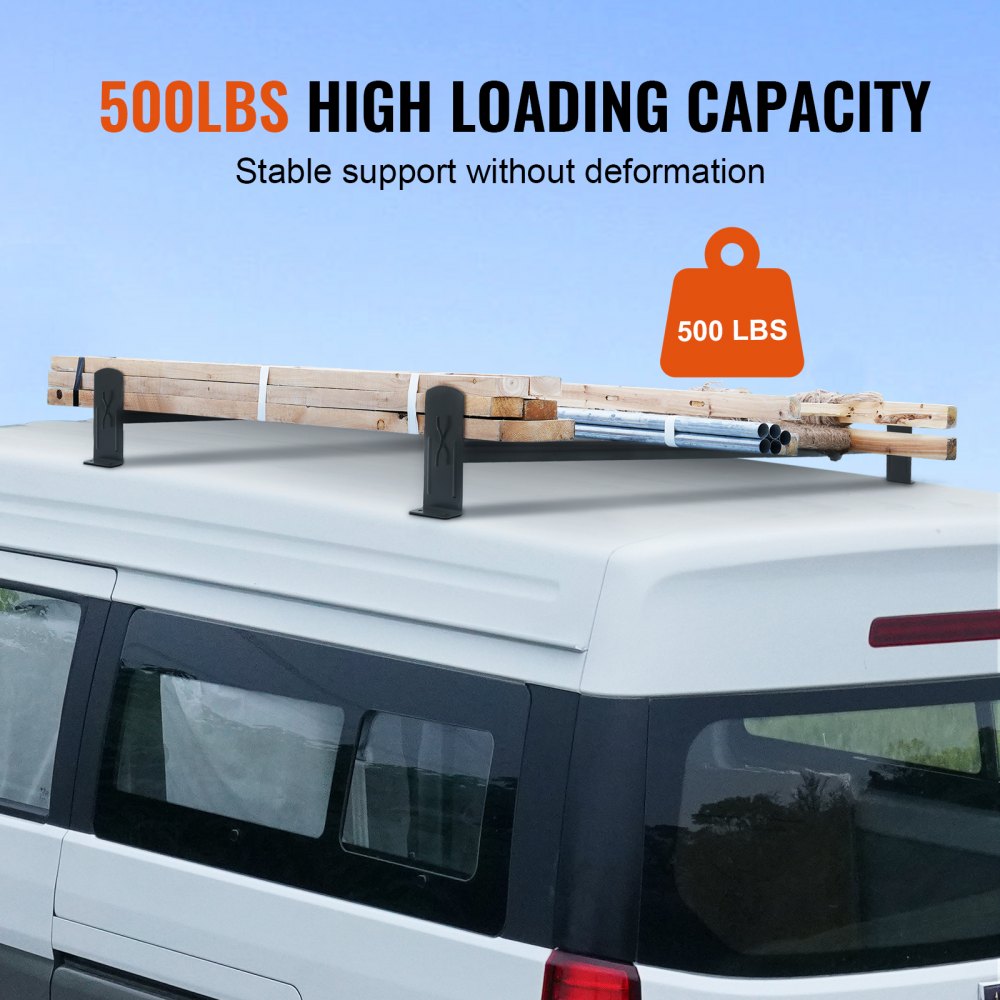 VEVOR Roof Ladder Rack Roof Rail Carrier 2 pcs. 910-1330mm Length Adjustable Truck Rack Roof Carrier 181kg Load Capacity Truck Luggage Racks Aluminum Alloy Rustproof, Drill-Free Mounting