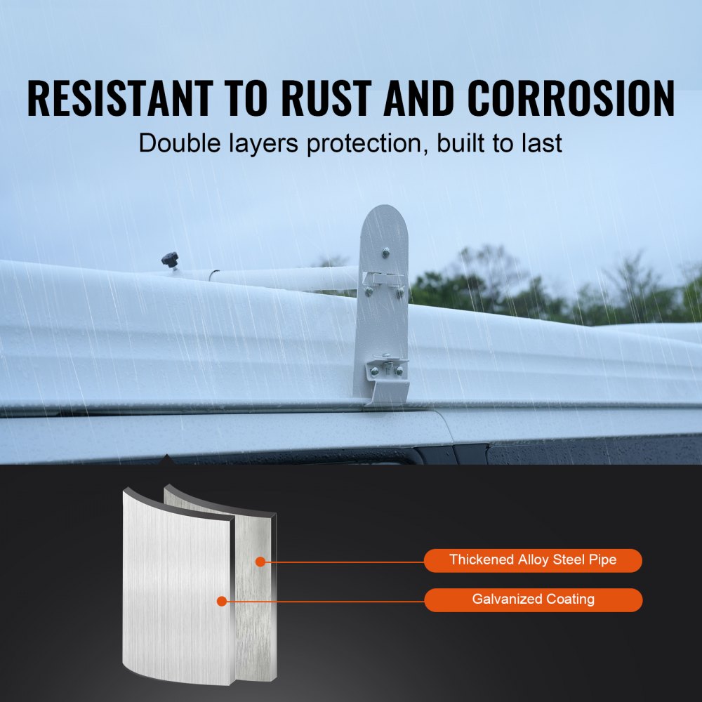 VEVOR Roof Ladder Rack Roof Rails 3 pcs. 1020-1900mm Length Adjustable Truck Rack Roof Carrier, 340kg Load Capacity Truck Luggage Racks Aluminum Alloy Rust and Corrosion Resistant Roof Rack