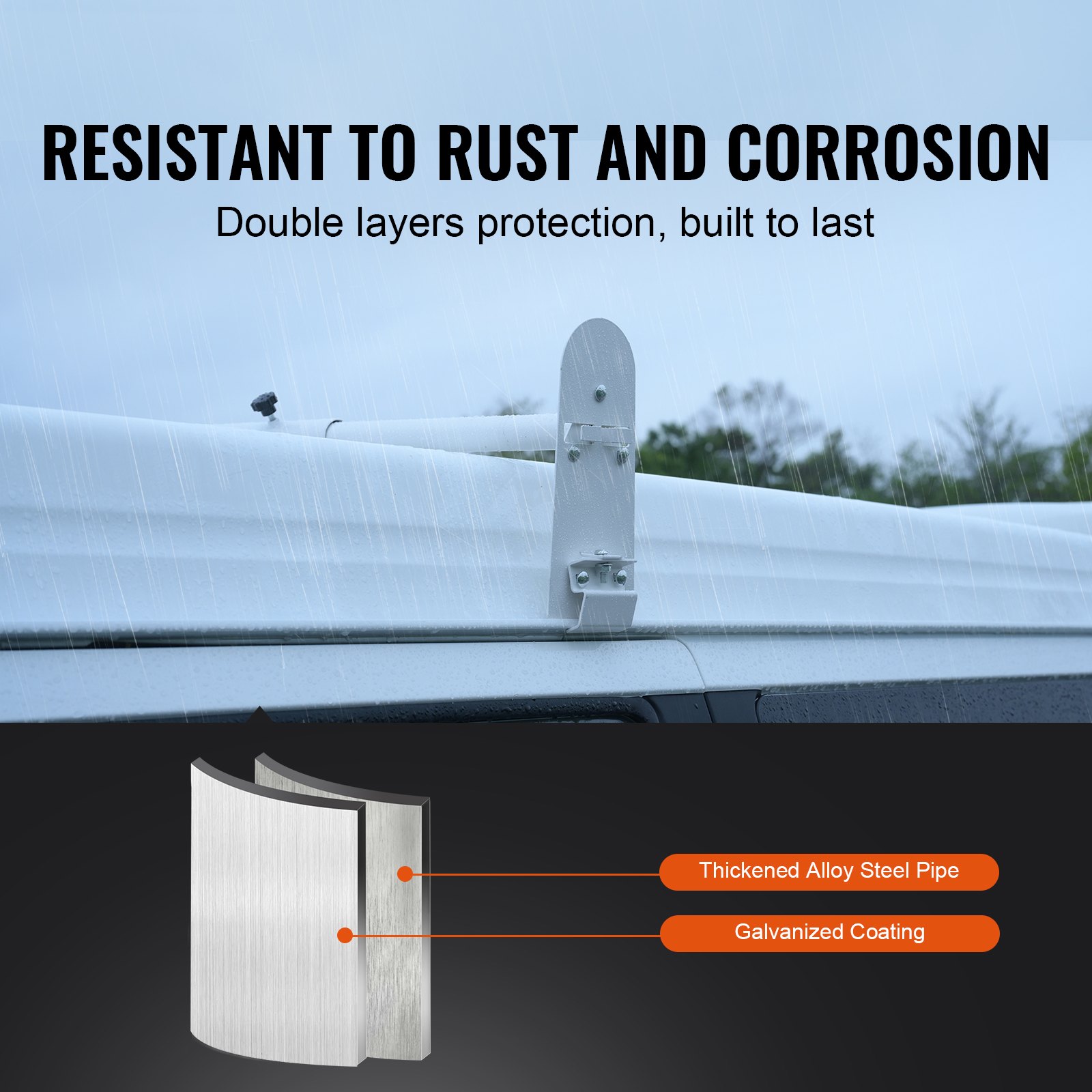 VEVOR Roof Ladder Rack Roof Rails 3 pcs. 1020-1900mm Length Adjustable Truck Rack Roof Carrier, 340kg Load Capacity Truck Luggage Racks Aluminum Alloy Rust and Corrosion Resistant Roof Rack