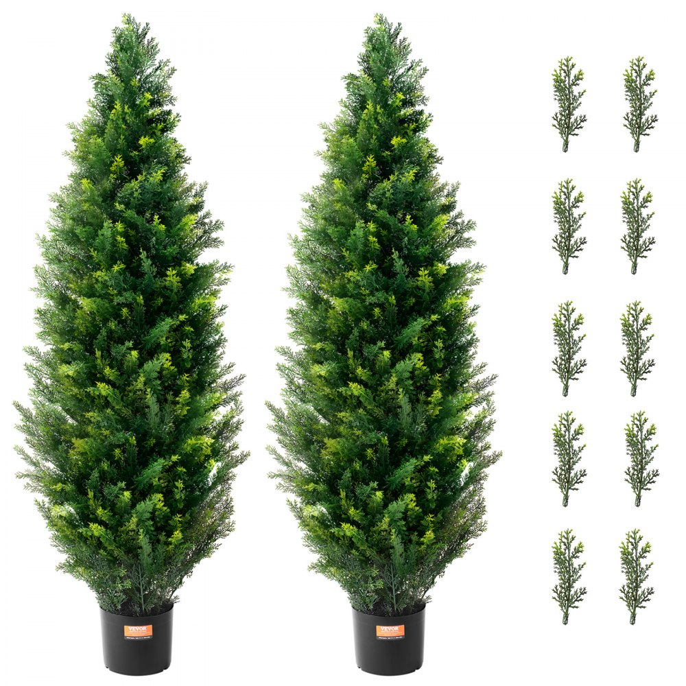 VEVOR 2er-Set Künstliche Zeder Formschnittbaum Kunstpflanzen PE Zypresse 121,9cm