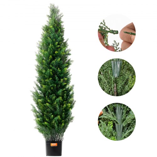 VEVOR Künstlicher Formschnittbaum aus Zeder, 152,4 cm hoch (2 Stück), mit zusätzlichen Blättern und Topf, künstliche immergrüne