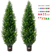 VEVOR 2er-Set Künstliche Zeder Formschnittbaum Kunstpflanzen PE Zypresse152,4cm