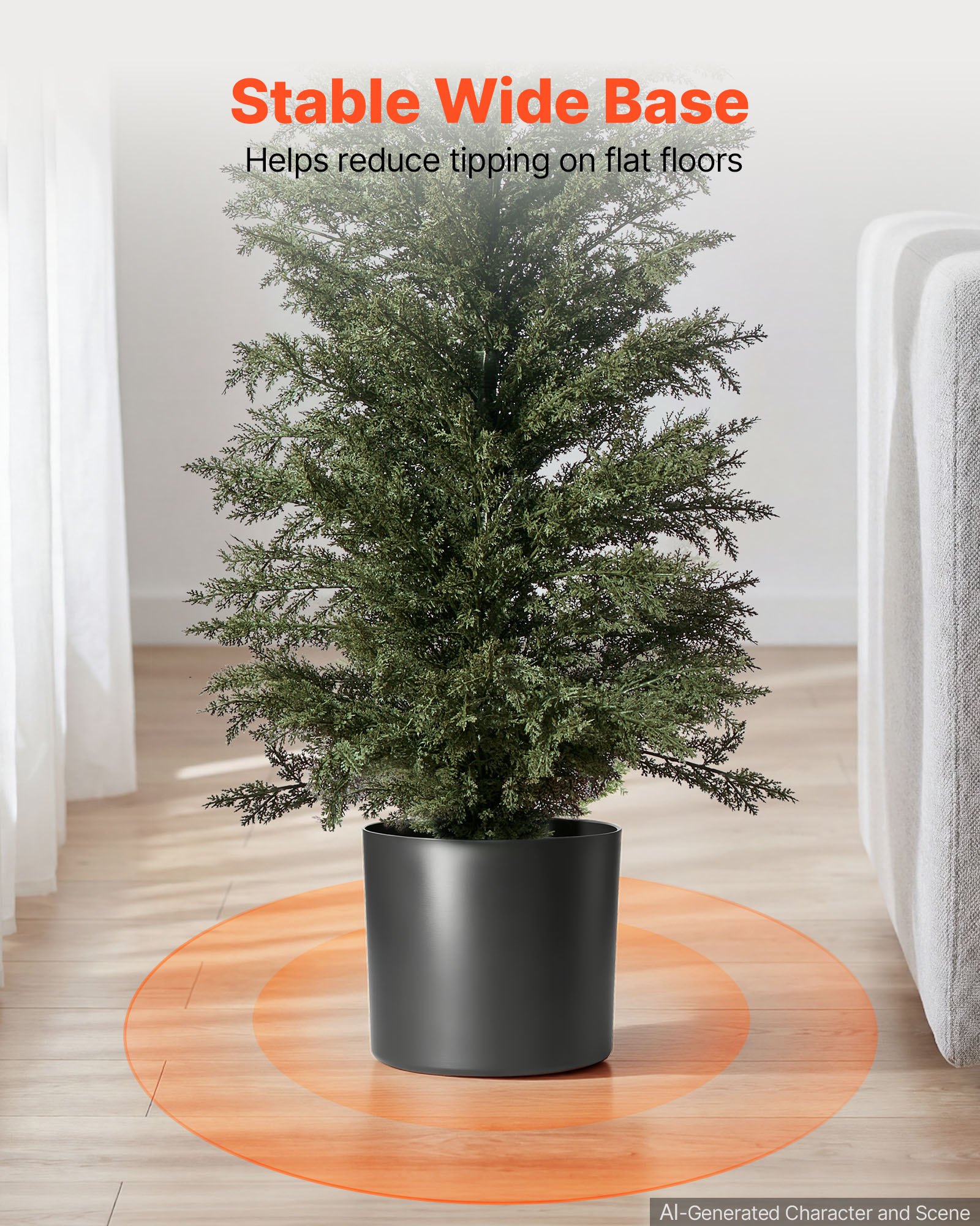 VEVOR Künstliche Pflanze 2 Stk. Künstliche Zypressen mit PP-Topf 2438mm, Dekopflanze für Balkon Büro Veranda Terrase Garten, UV-Beständig, Immergrüner Kunstbaum aus PE, Naturgetreu, Indoor & Outdoor