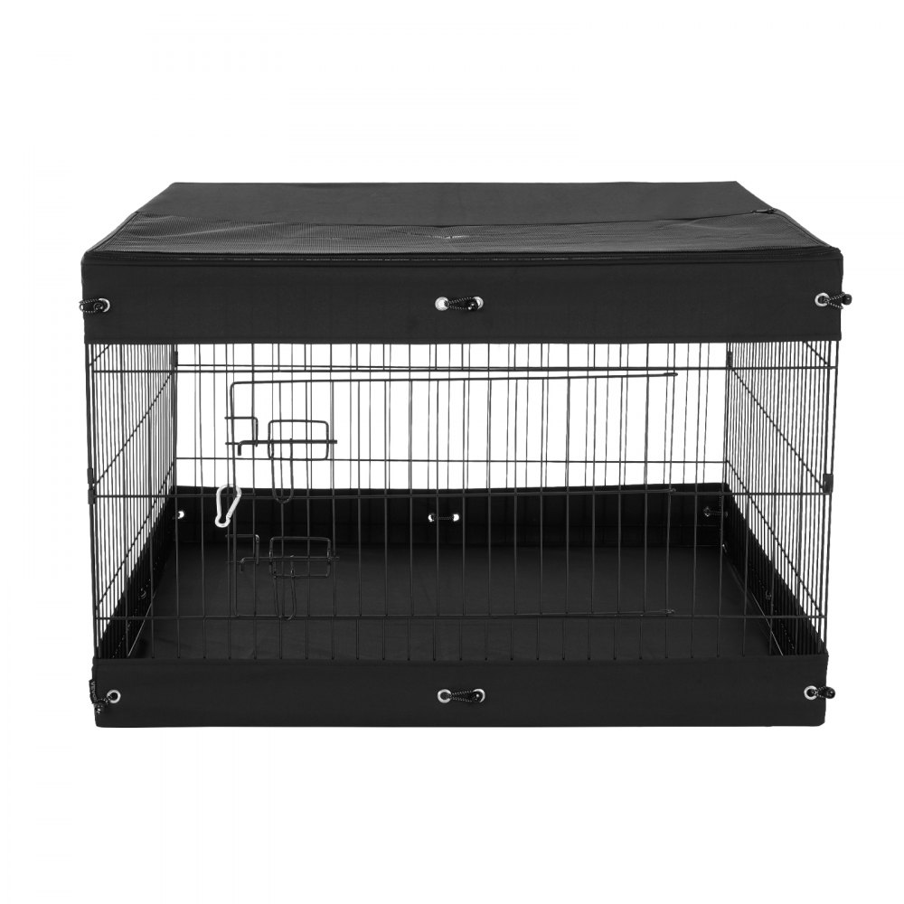VEVOR Dog Playpen, 4 Panels 610 x 910 mm, Foldable Metal Puppy Playpen, Dog Fence with Door, Top Cover and Floor Padding, Playpen for Dogs, Cats and Other Small Animals