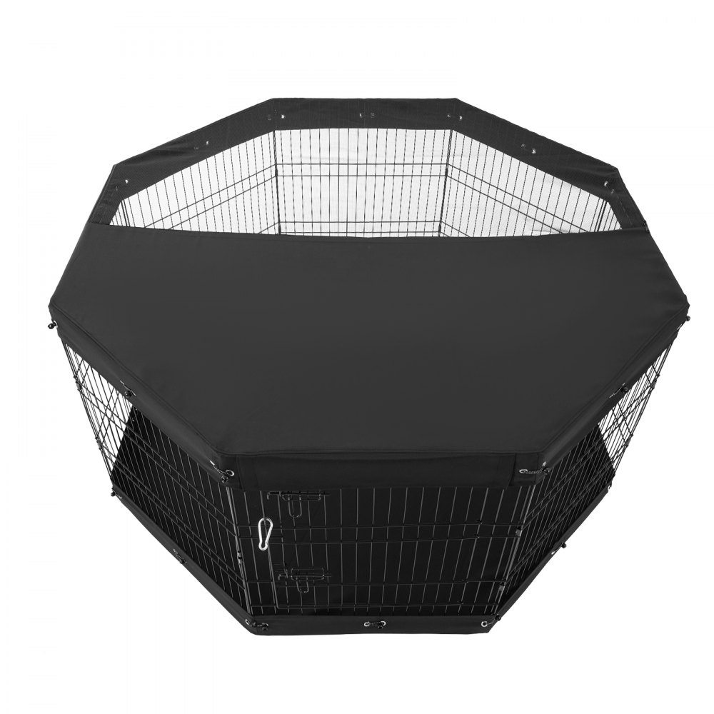 VEVOR Hundelaufstall, 8 Stk. 76 cm H x 61 cm B Paneele, faltbarer Welpenlaufstall aus Metall, Hundezaun mit Tür, Bodenmatte und oberer Abdeckung, Laufstall für Hunde, Katzen und andere Kleintiere
