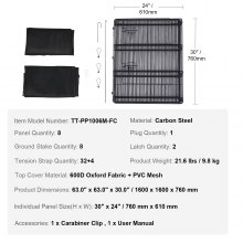 VEVOR Hundelaufstall, 8 Stk. 76 cm H x 61 cm B Paneele, faltbarer Welpenlaufstall aus Metall, Hundezaun mit Tür, Bodenmatte und oberer Abdeckung, Laufstall für Hunde, Katzen und andere Kleintiere