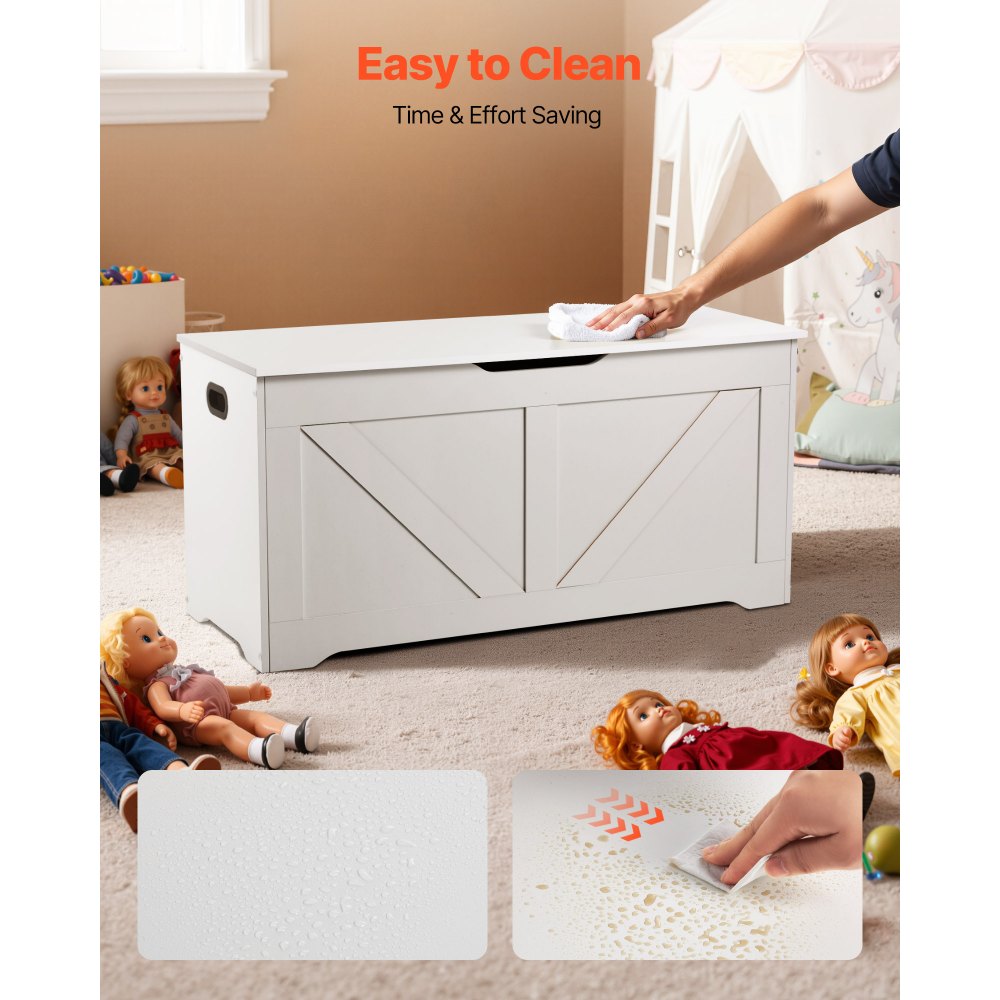 VEVOR Kindersitzbank mit Stauraum Holzspielzeugkiste, Aufbewahrungsbank mit Sicherheitsscharnier, Aufbewahrungstruhe für Spielzimmer Wohnzimmer Eingangsbereich 990 x 395 x 480 mm Spielzeugtruhe weiß