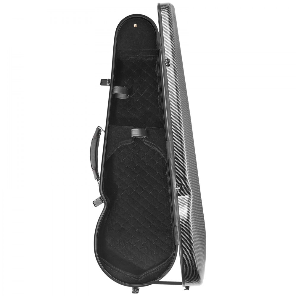 VEVOR 4/4 Violinenkoffer in voller Größe, eingebautes Hygrometer, Geigenkoffer, Geigenkasten mit weichem Futter, zwei Schultergurten, kratzfest, dreieckige Form, für Violine, schwarz
