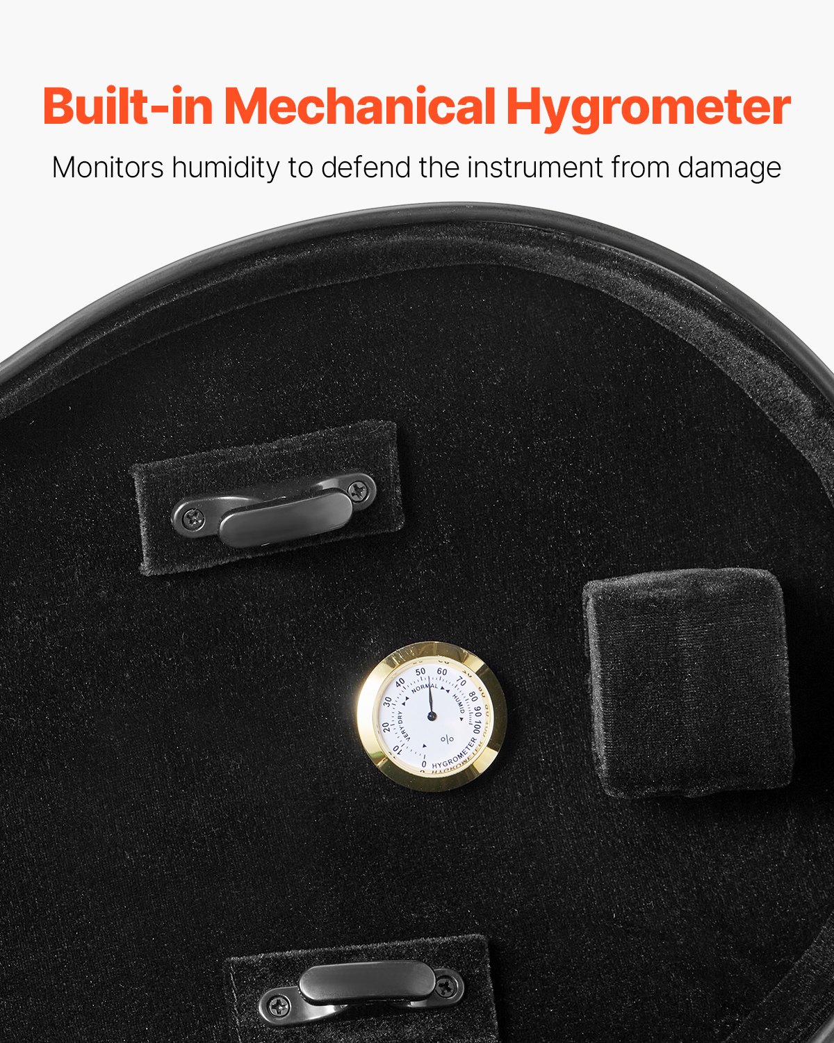 VEVOR 4/4 Violinenkoffer in voller Größe, eingebautes Hygrometer, Geigenkoffer, Geigenkasten mit weichem Futter, zwei Schultergurten, kratzfest, dreieckige Form, für Violine, schwarz