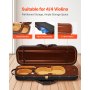 VEVOR 4/4 Violinenkoffer in voller Größe, eingebautes Hygrometer, Geigenkoffer, Reisetragetasche, mit Weichfutter, Schultergurten, kratzfest, professionelle längliche Form, für Violine, schwarz