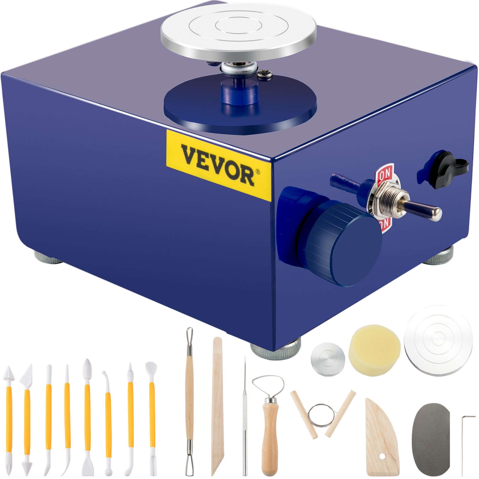 VEVOR Keramikscheibe 30W, 2000U/min Einstellbare Töpferscheibe Blau, Elektrische Scheibe aus Aluminiumlegierung, 40dB Keramikformwerkzeug mit UK-Stecker, Hand-für-Hand-Unterricht, Geeignet, 15x14x10cm
