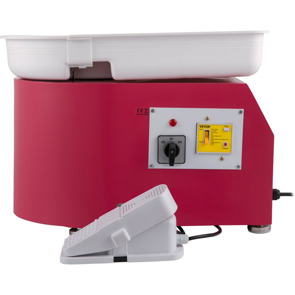 VEVOR Töpferscheibe 350 W Keramik Rad Maschine, Elektrische Töpferscheibe Maschine 220 V, Max. 300 U / min, Fußpedal, Drehrichtung einstellbar Rosa, 60 dB Geräuscharm, Töpferei Kunstwerk DIY